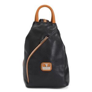 Valentina Black Brown Leather Sling Backpack Purse